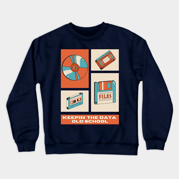 Keepin' The Data Old School (Retro Pink) | Geek Data Retro Design Crewneck Sweatshirt by GeekFlex
